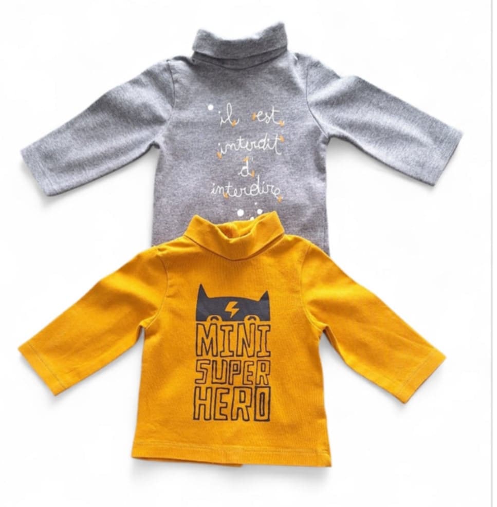 Lot t-shirts col roulé 1 mois